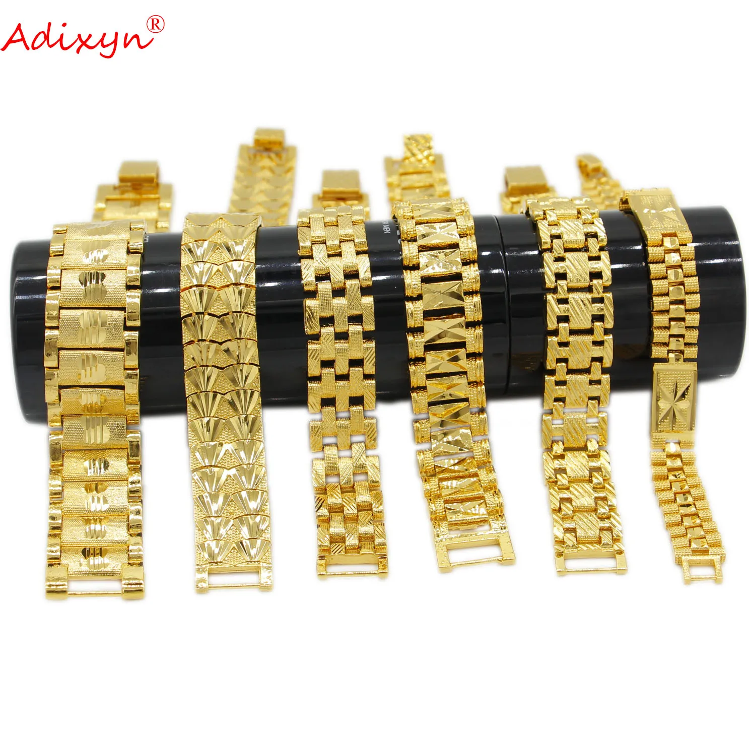 Adixyn 6 style Wide Bracelets for Women Men Gold Color Jewelry Arab African Gold Bangle of Women Men Gifts N05044