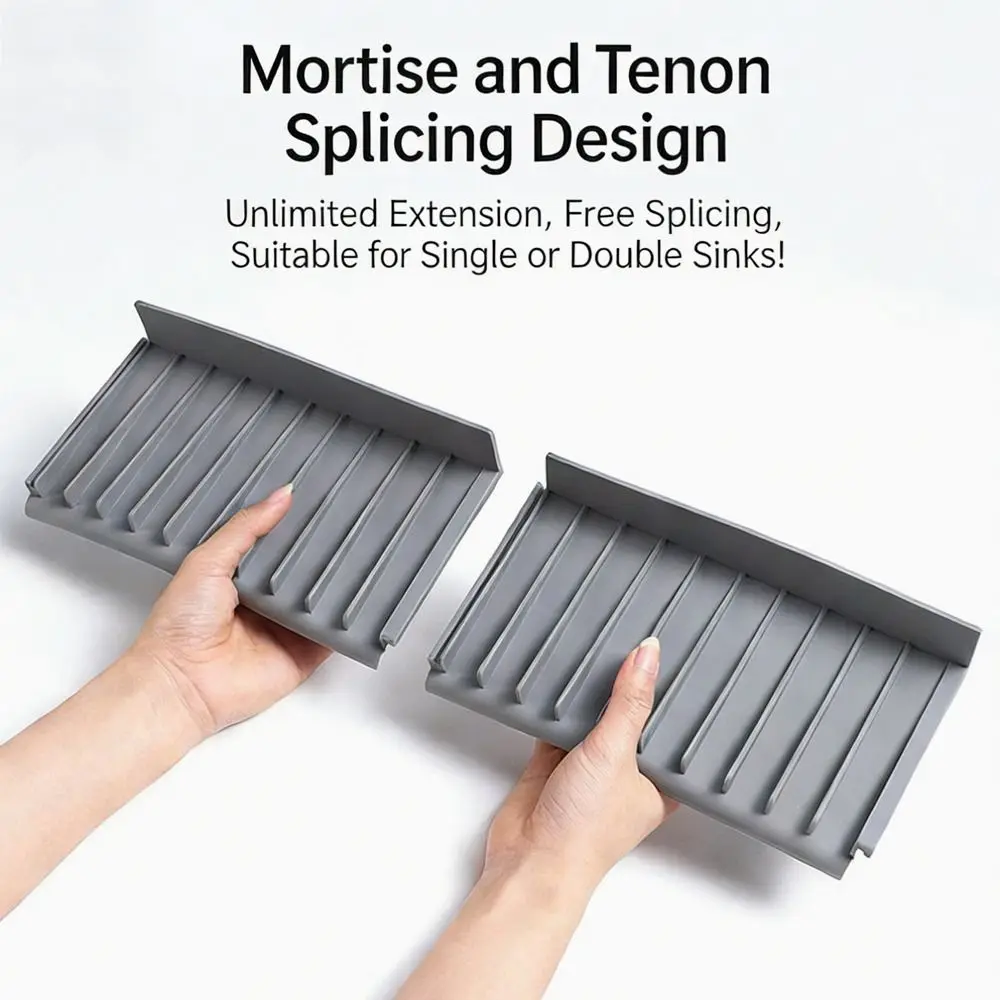Silicone Sink Splash Guard Mat Spliceable Quick Drain Kitchen Sink Holder Non-slip Slope Design Drainage Drying Pad