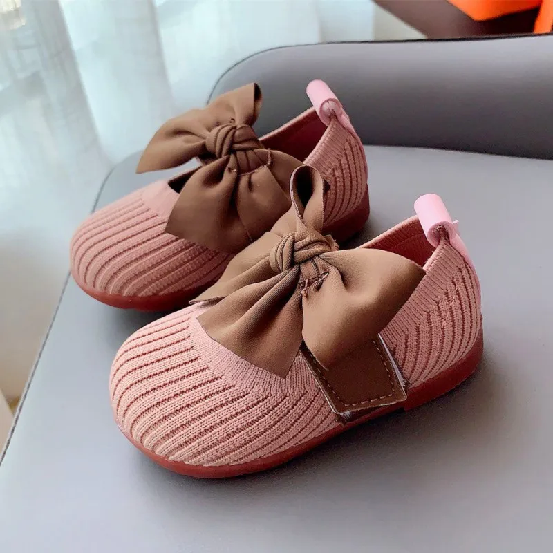 Autumn Children Girls Princess Shoes Infants Fashion Bow Soft Sole Breathable Solid First Walkers Newborn Kids Cotton Shoes