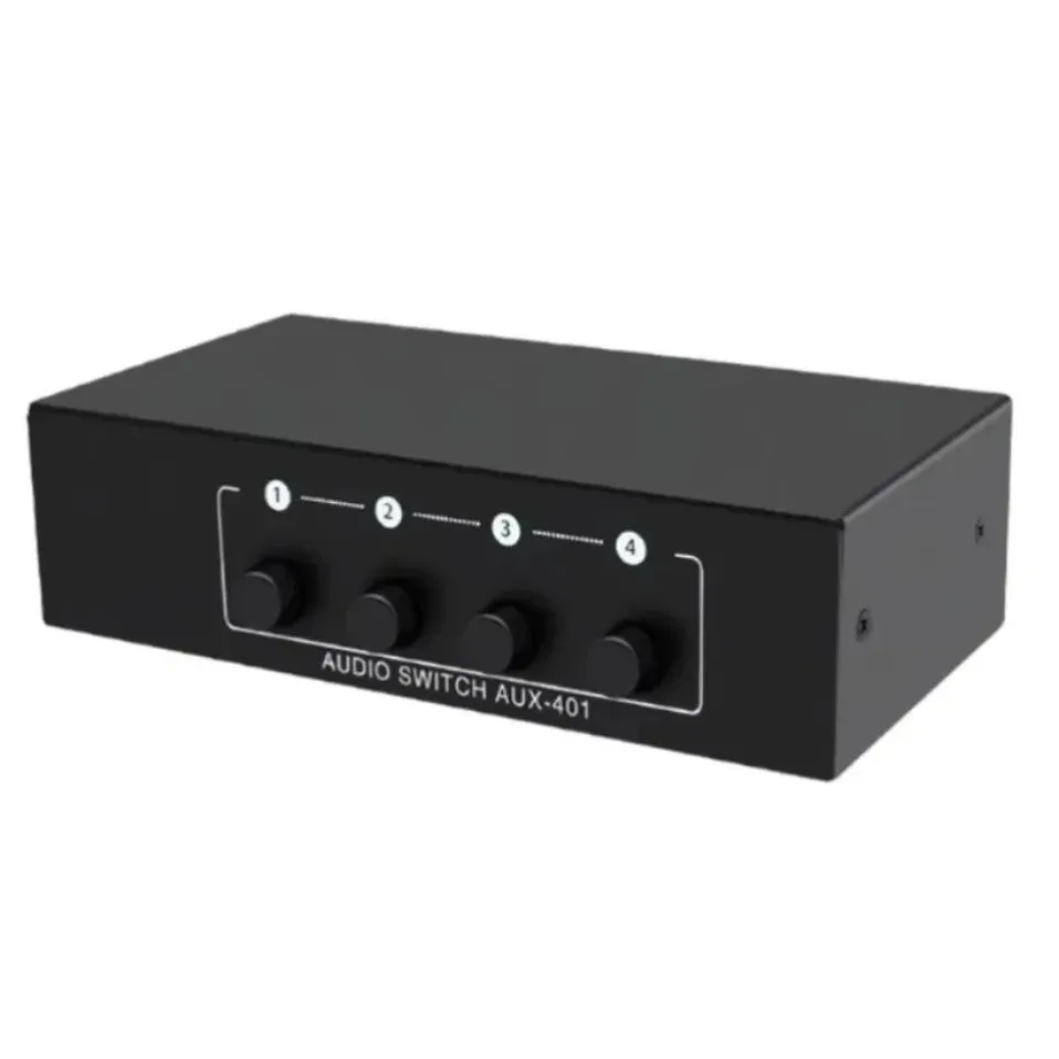 4 In 1 RCA Stereo Audio Switcher Box L/R Channel Audio Selector Splitter For Home Theater Amplifier Speaker CD Player Audio