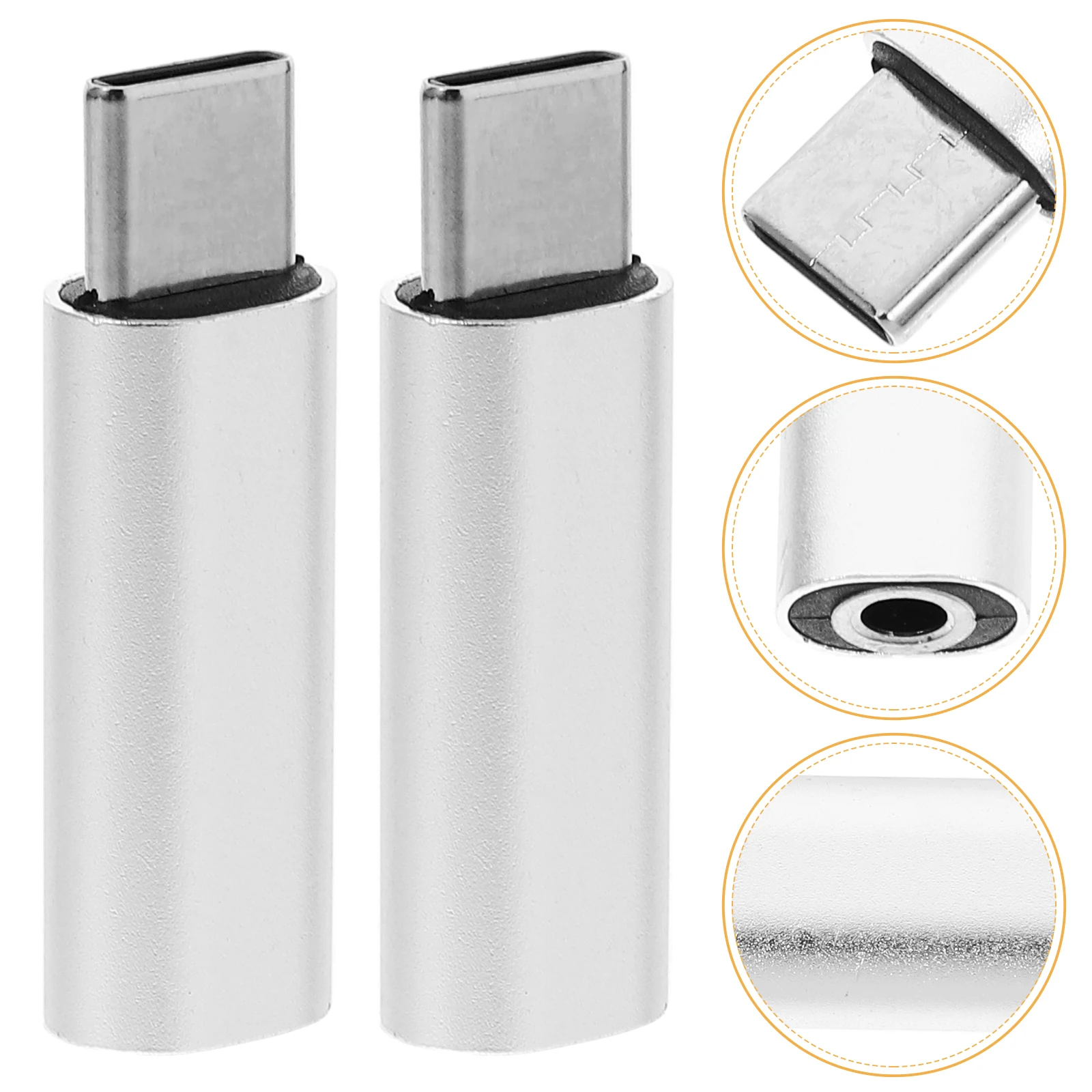 2 ชิ้นประเภท C ถึง 3.5 มิลลิเมตรอะแดปเตอร์สําหรับแจ็คหูฟังแปลงด้วยวัสดุที่ทนทานสําหรับประเภทแท็บเล็ตพีซี