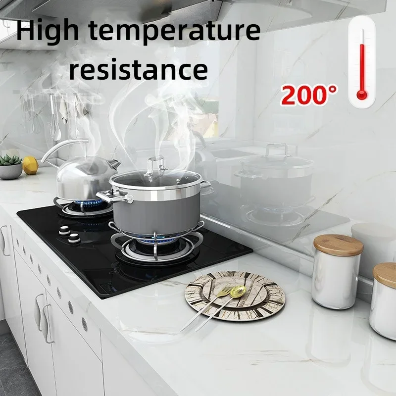 Self-adhesive Films Desktop Renovation Decor Marble Pattern Kitchen Sticker Oil Resistant Heat-resistant Aluminum Foil Bottom