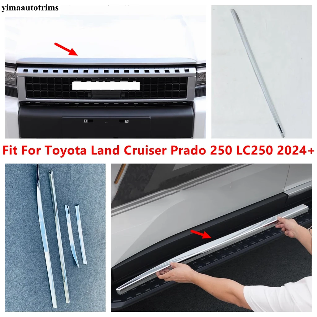 

Front Hood Engine Strip / Door Side Body Molding Strip Cover Trim Accessories For Toyota Land Cruiser Prado 250 LC250 2024 2025