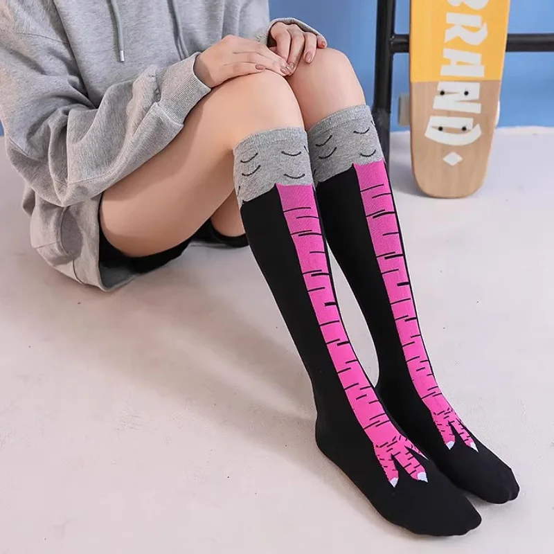 Damen-Overknee-Socken mit Hähnchenfuß, Mikro-Kompressions-Bein-Schlankheitssocken mit langem Schlauch, bequem und stilvoll für alle Jahreszeiten