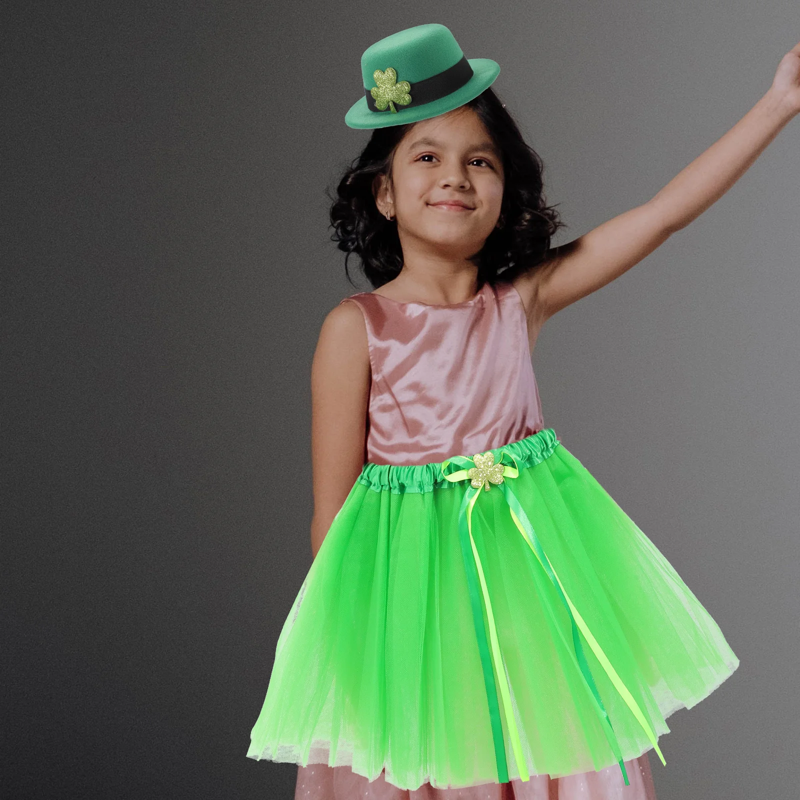 1Set St Patricks Day Costume Kids Tutu Skirt Top Hat Party Cosplay Props Festival Performance Outfit St Patricks Day Costume