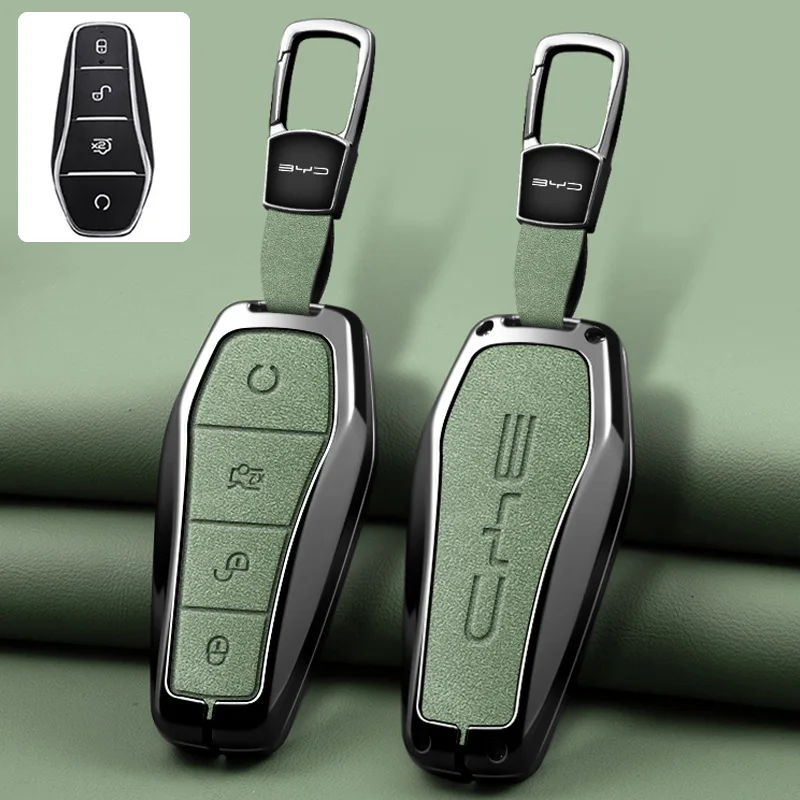 Auto Zink-legierung Leder Schlüssel Fall Abdeckung Halter Für BYD Song Pro Tang Dm QIn PLUS MAX Yuan Atto 3 Han EV delphin Auto Schlüssel Schutz – Detail 6