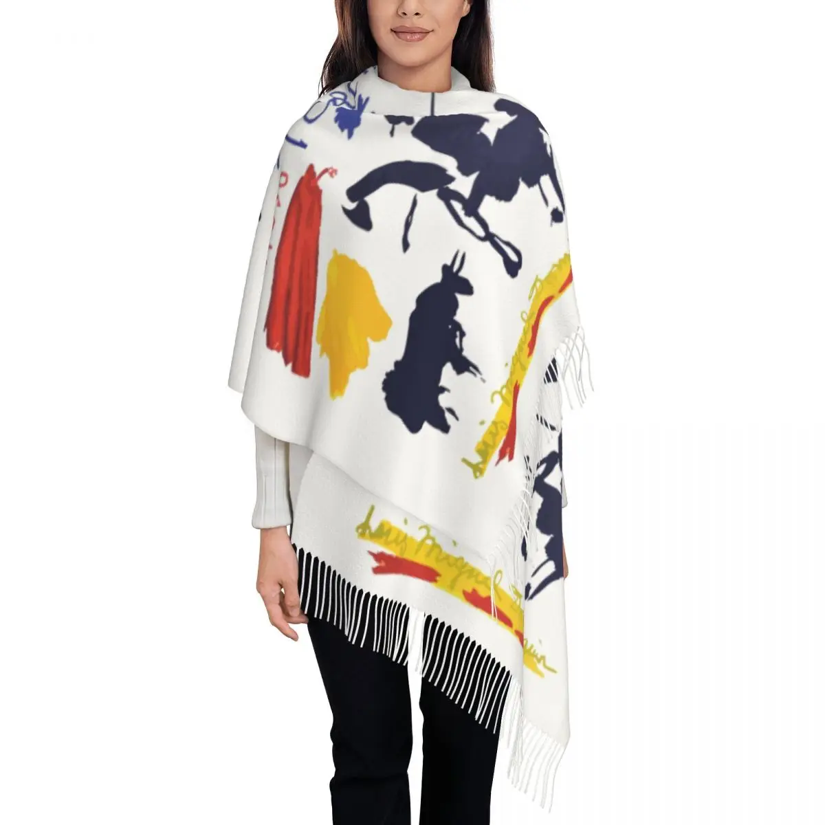 Bufanda personalizada Toros Y Toreros para mujer, chal largo cálido con borlas para invierno, bufandas Unisex de Toro y Toreros de Pablo Picasso