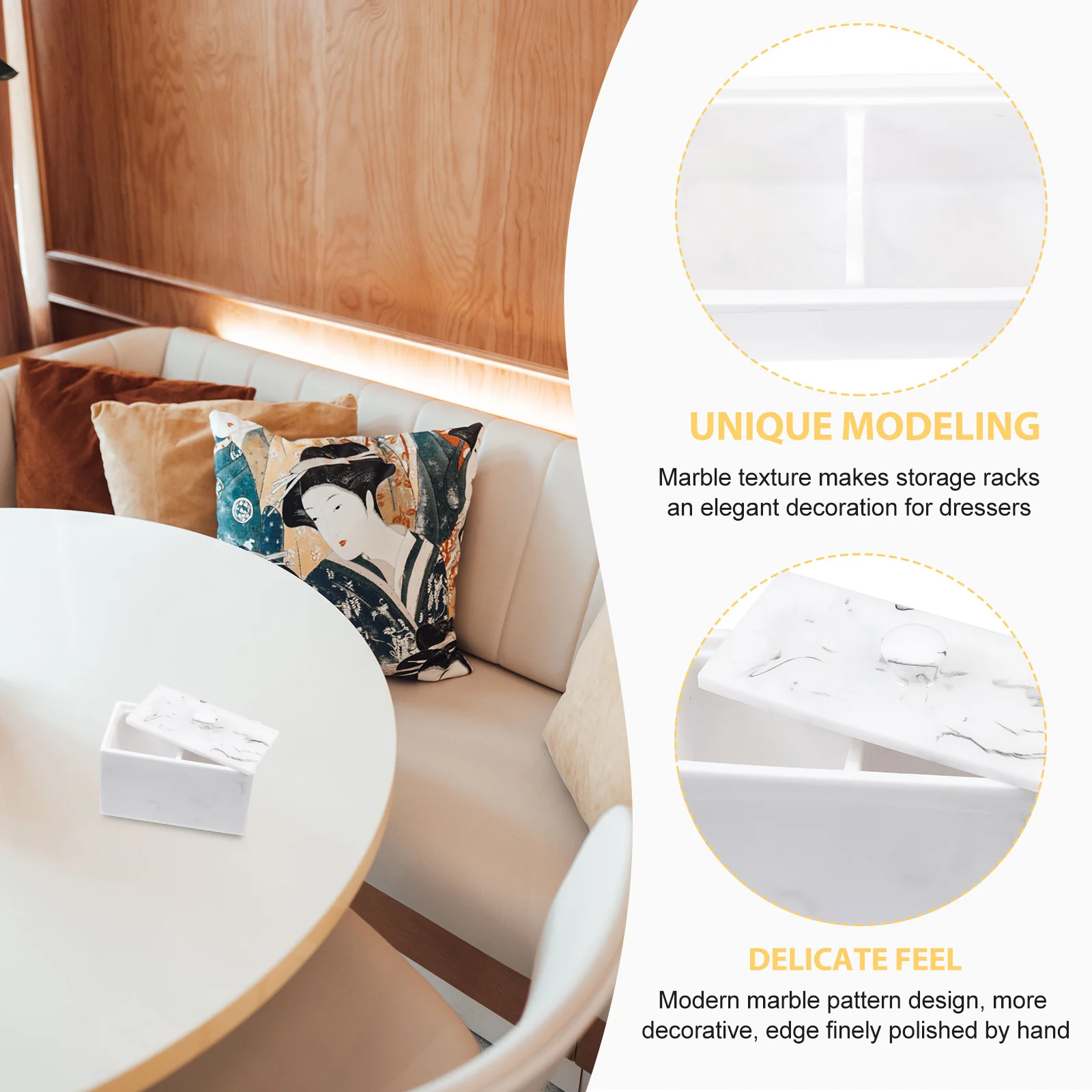 

Art Nail Storage Container Cotton Buds Salon Box Toothpick Holder Holders Marble Jar Vein Design Pad