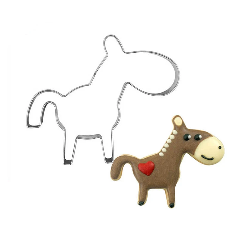 Donkey Cookie Cutter Stainless Steel Biscuit Knife Baking Fruit Kitchen Tools Mold Embossing Printing