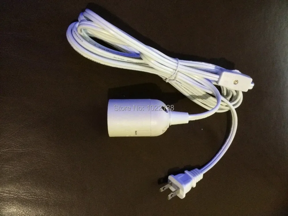 100pcs white color UL approved IQ lamp power cord with on/off gear switch and E26 lampholder and 3.5 meter long power cable