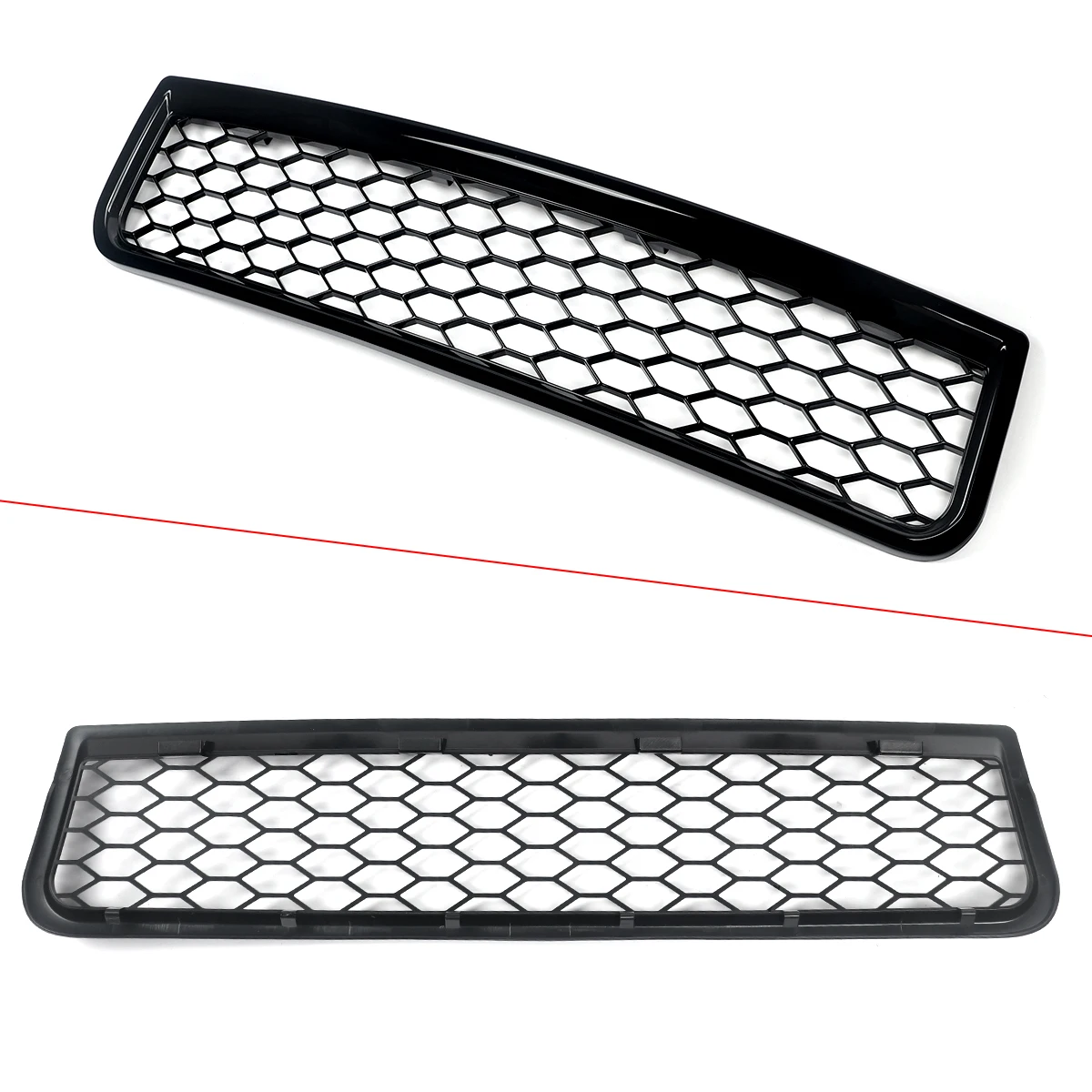 Magickit Honeycomb Grill for Audi A4 B6 Sedan 2002-2005 Front Bumper Upper & Lower Grille Fog Light Lamp Grill 4pcs Set
