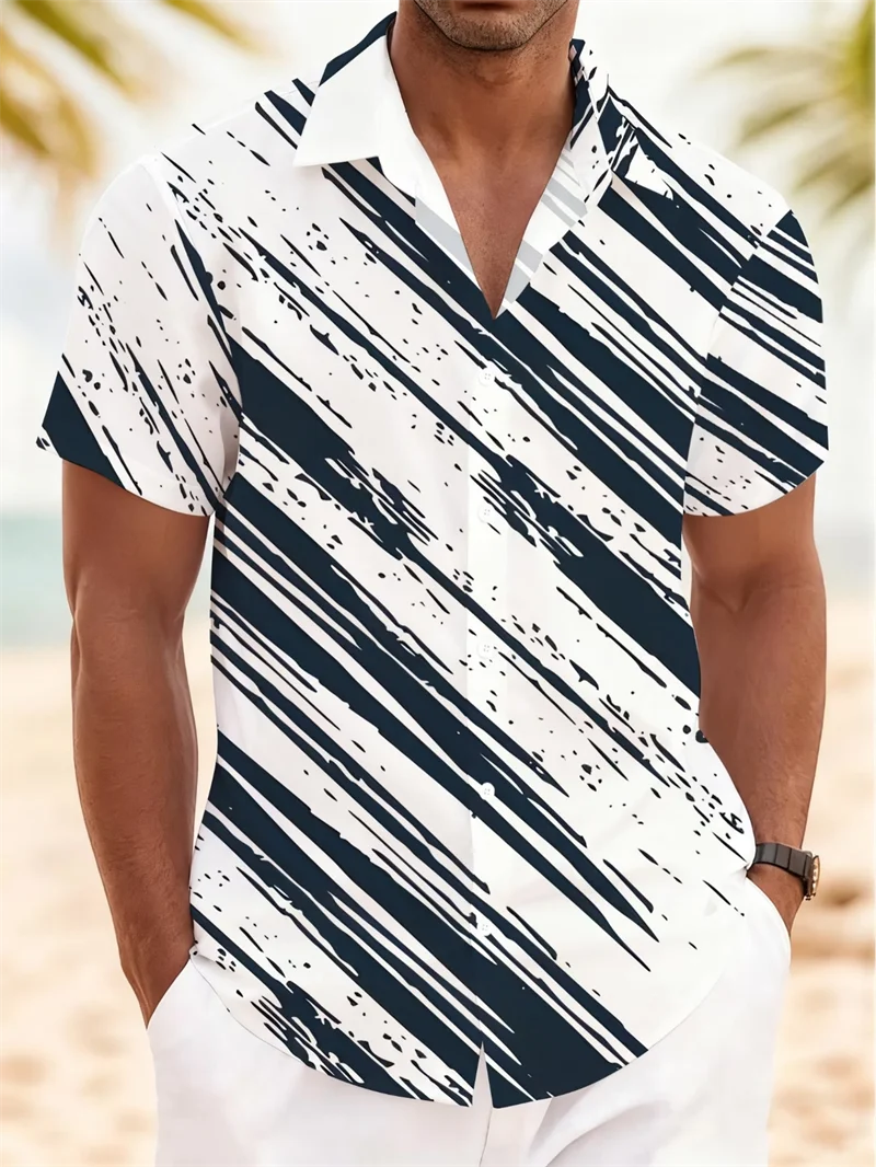 

Tribal Hummingbird Hawaiian Male Shirts Green Black Contrast Pattern Button Up Short Sleeve Summer Shirt Breathable Costumes