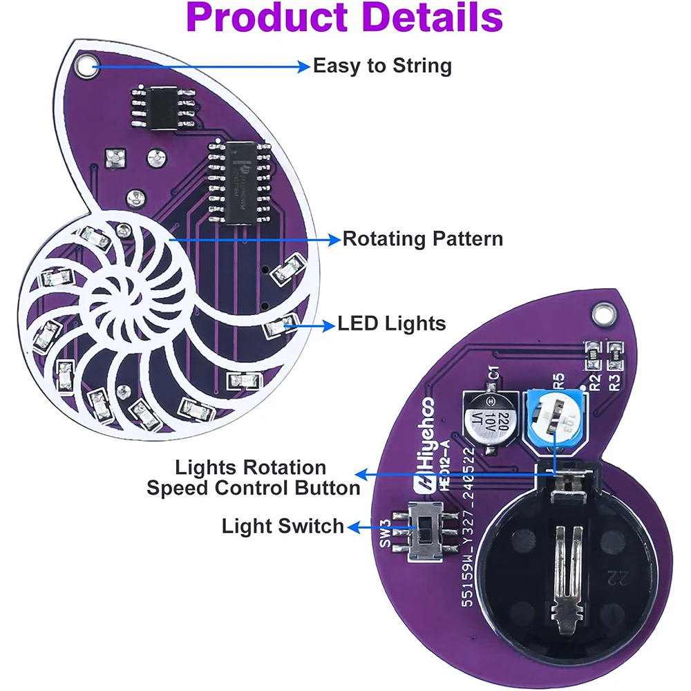 Imagem -05 - Kit de Solda Faça Você Mesmo Aprendizagem Led Seashell Design Smd Smt Aprendizagem Kit de Solda de Aprendizagem para a Prática de Solda Eletrônica Wearable Decoração