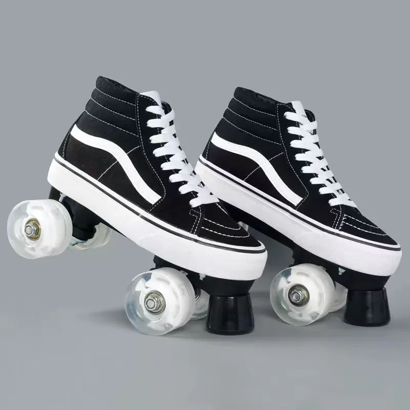 

Size 35-45 Double-row Roller Skates Shoes Patines for Men and Women, Adult High-top Four-wheel Casual Breathable Flash