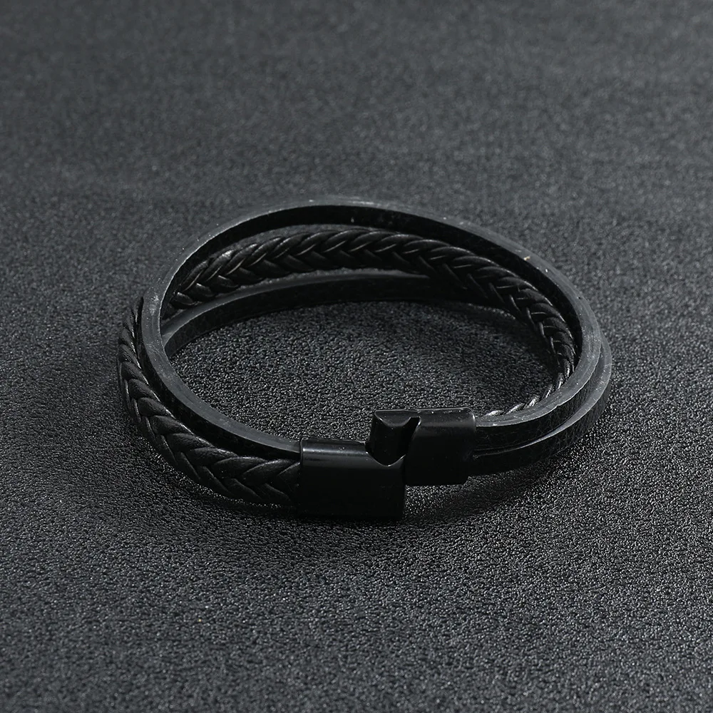 Stylish Men Leather Bracelet Detachable Magnetic Buckle Handmade Braided Wrap Braclet Outdoor Sports Cycling Accessories Joias