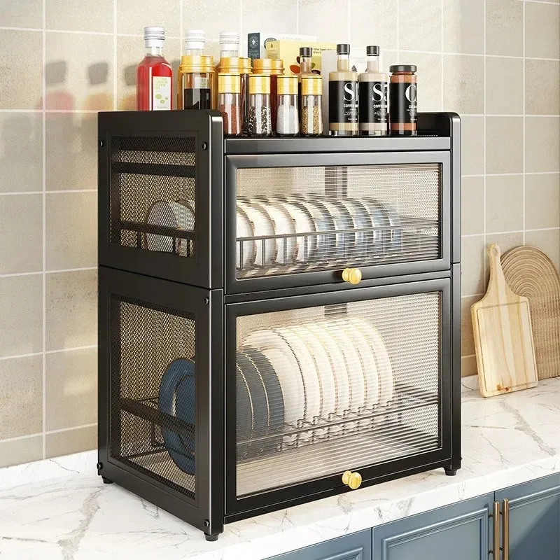 Dust Proof Bowl Dish Cabinet Kitchen Storage Rack Anti Falling Pull-out Bowl Dish Rack Drain Bowl Dish Cabinet Storage Rack