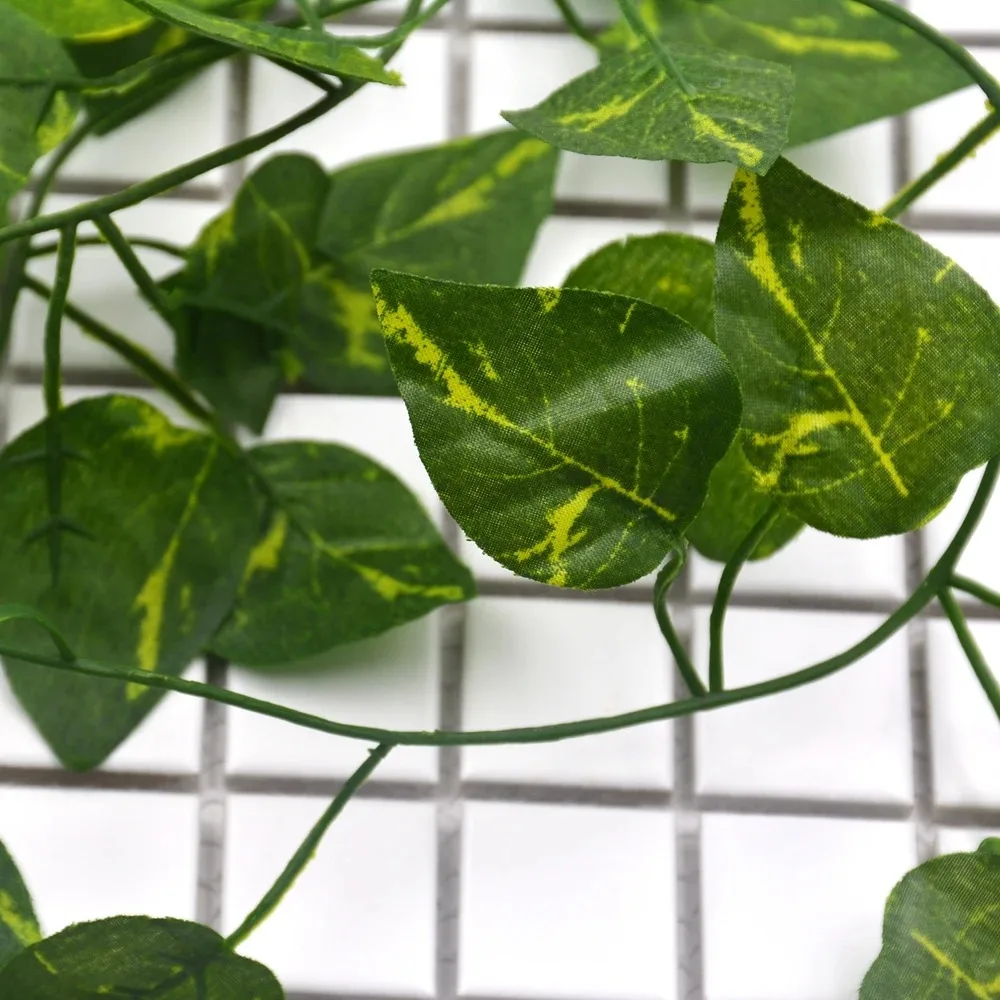 Grüner Efeu, 210 cm, LED-Lichterkette, Blatt, künstlicher Kranz, Hängepflanze, geeignet für Zimmer, Garten, Büro, Hochzeit, Wanddekoration – Detail 10