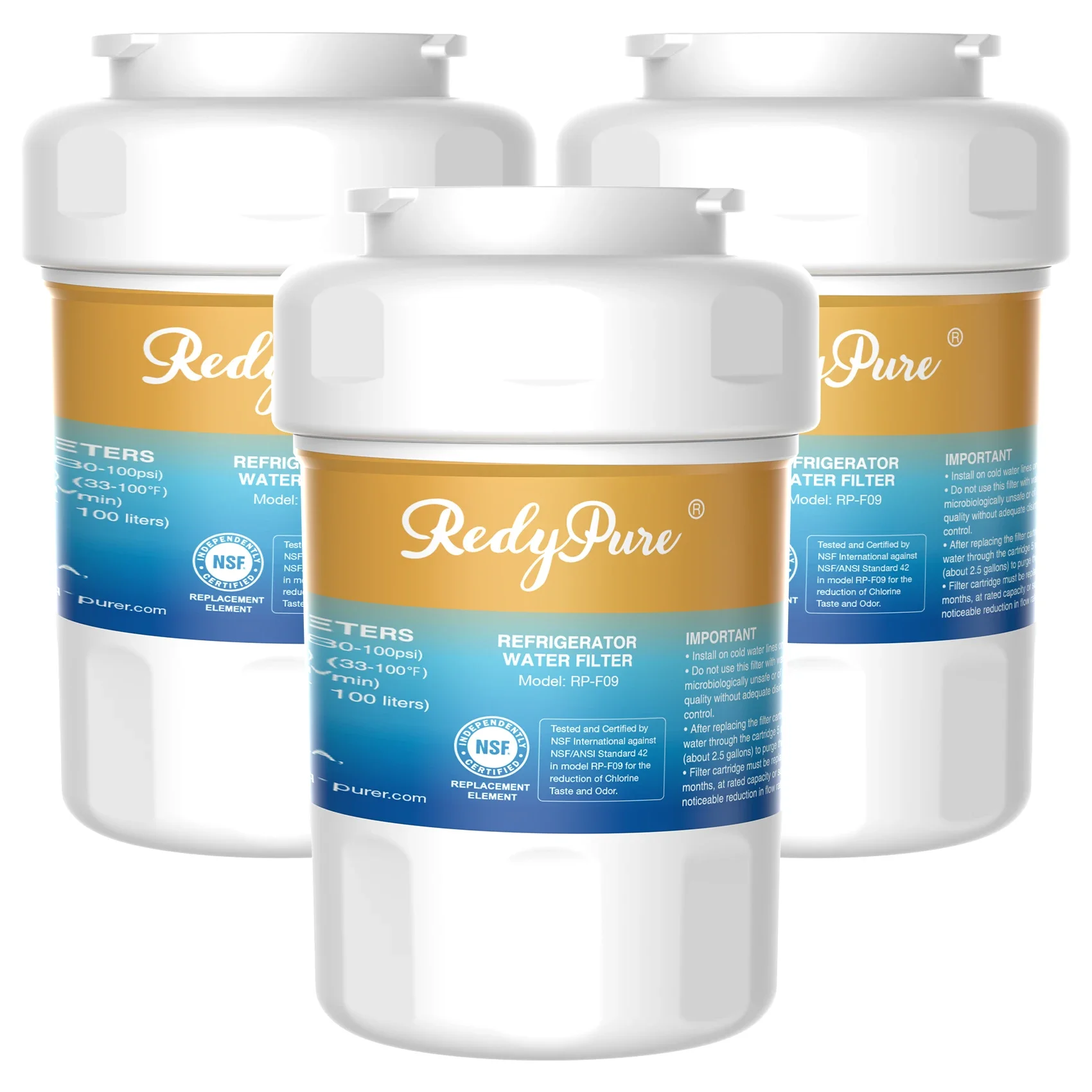 

3 Pack Refrigerator Water Filter Replacement For GE MWF, SmartWater MWFP, MWFINT, MWFA, GWF, HDX FMG-1,Kenmore 9991,GSE25GSHECSS