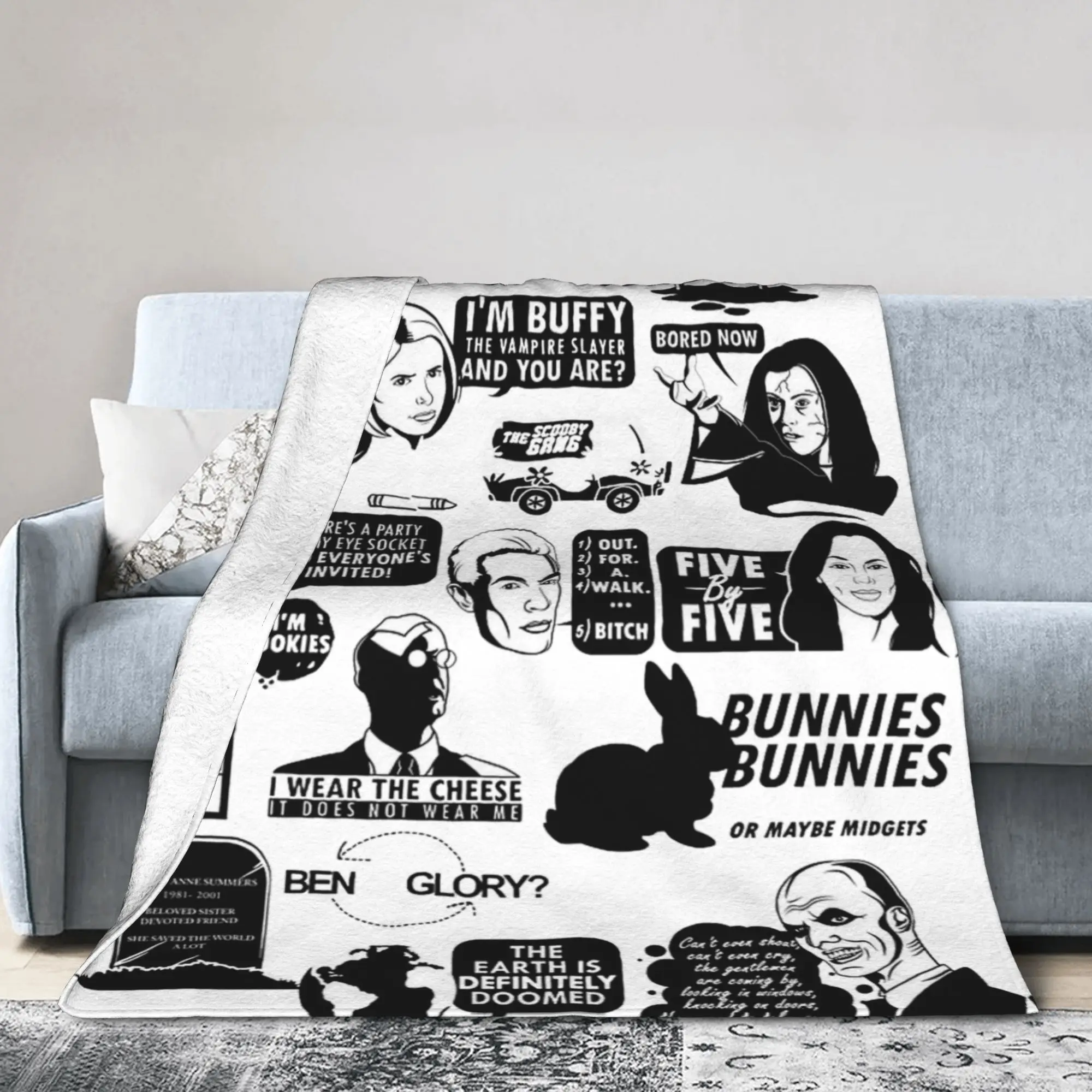 Buffy the Vampire Slayer Collage Knitted Blanket Flannel  Lightweight Throw Blanket for Car Sofa Couch Bed Rug