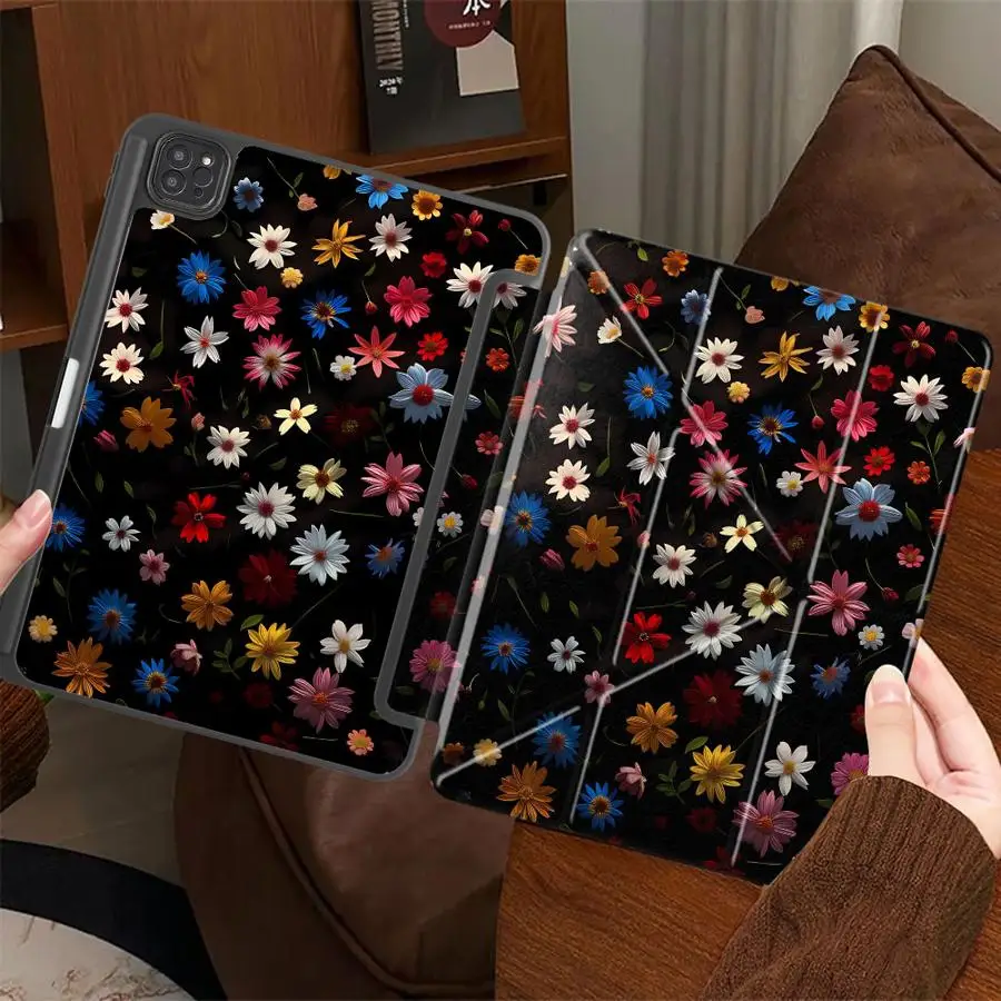 

Beautiful Flower Holder Cover Tablet Case For iPad Pro 11th 10th 9th 8th 7th 12.9inch Air 4 5 M3 M2 M4 11inch Mini 6 7 Pro 2025