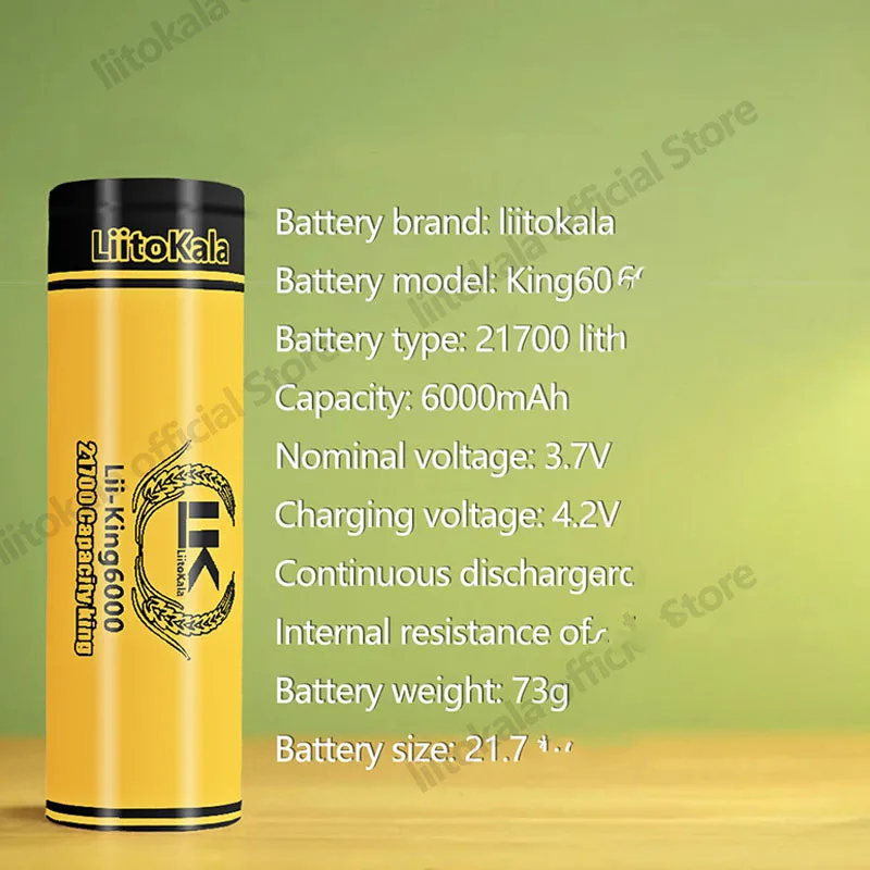 2 шт. LiitoKala King6000-N 21700 6000 мАч высокой емкости 3,7 В литий-ионный аккумулятор для фонарика Power Bank игрушки фонарик