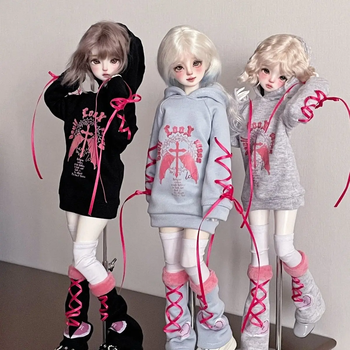 (Customized) 1/4 Doll's Clothes Suit for 45cm Bjd Doll Hoodie Set Hoodie+socks+leg Covers Girl Toys Doll Accessories, No Doll