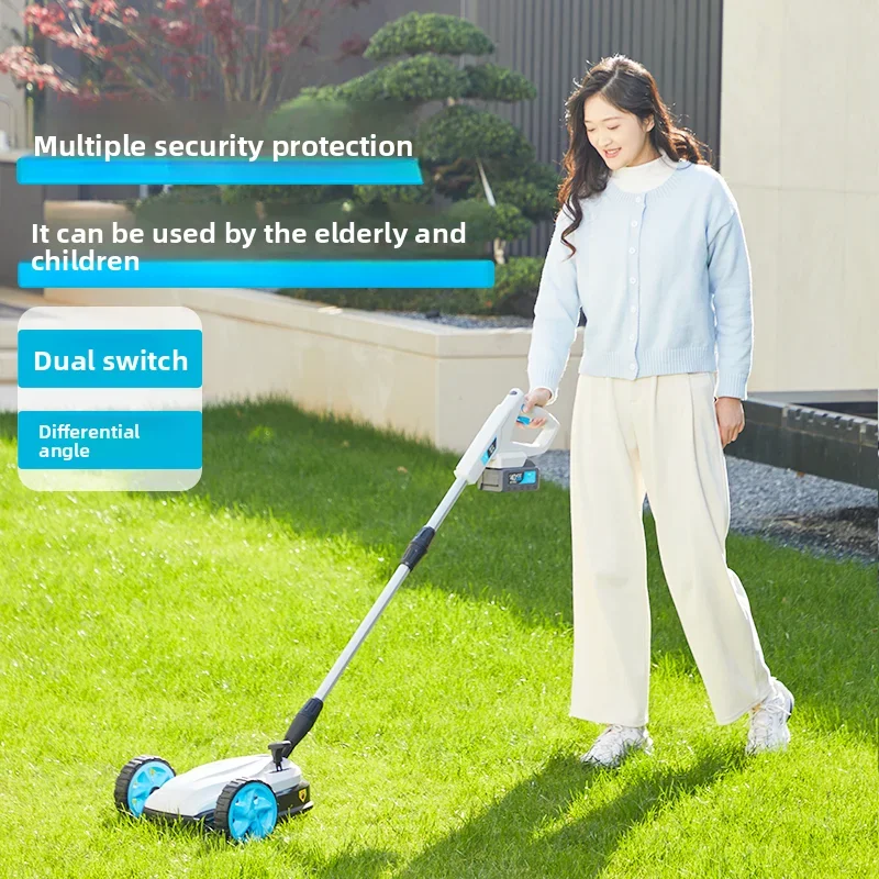 Lithium Battery Lawn Mower Small Household Rechargeable Brushless Electric Lawn Machine Gardening Lawn Mower