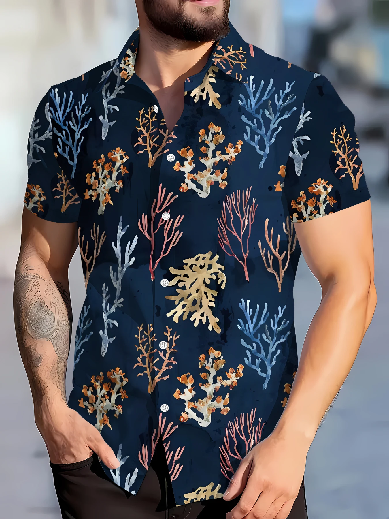 

2026 Summer Men's Shirt - 3D Printed Design Breathable and Sweat-Wicking Casual and Fashionable Streetwear for Men