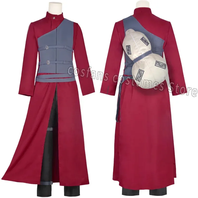 25COSIn Stock Gaara disfraz de Cosplay cascada de arena quinto Kazekage pelo rojo Shinobi Ninja tatuaje pegatina conjunto peluca Halloween Navidad