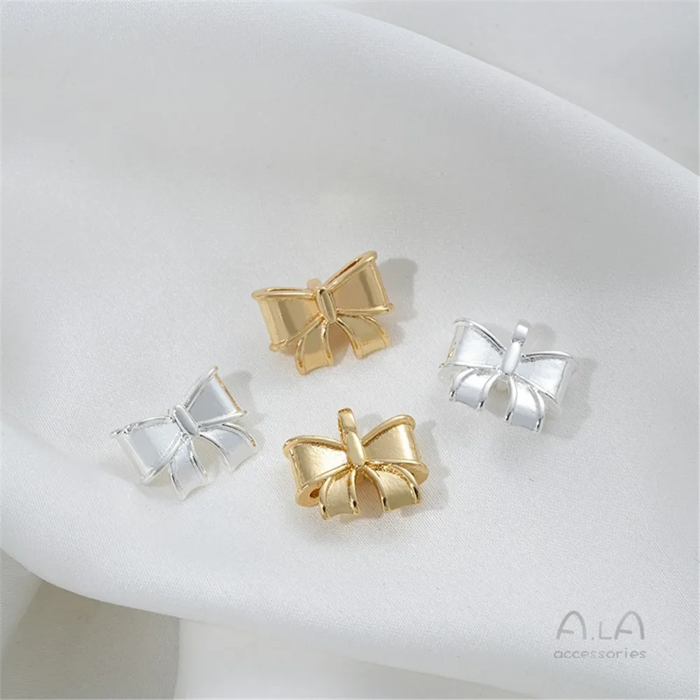 

14K Gold String Hole Three-dimensional Bow Hanging Hole Bow Tie Pendant Diy Handmade String Pearl Accessories Material