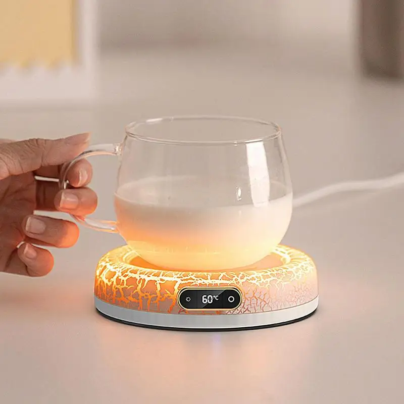 Coffee Cup Warm Heating Pad Constant Temperature Coaster 4 Gear Digital Display Heater for Milk Tea With Colorful Ambient Light