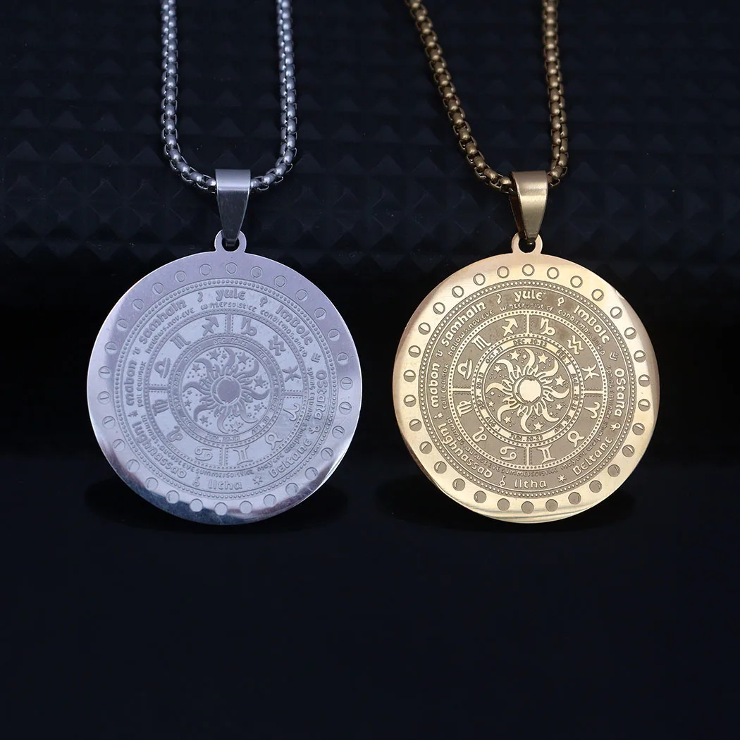 Fashion stainless steel 12 zodiac pendant necklace electroplated and not prone to corrosion - woolen chain for both men and wome