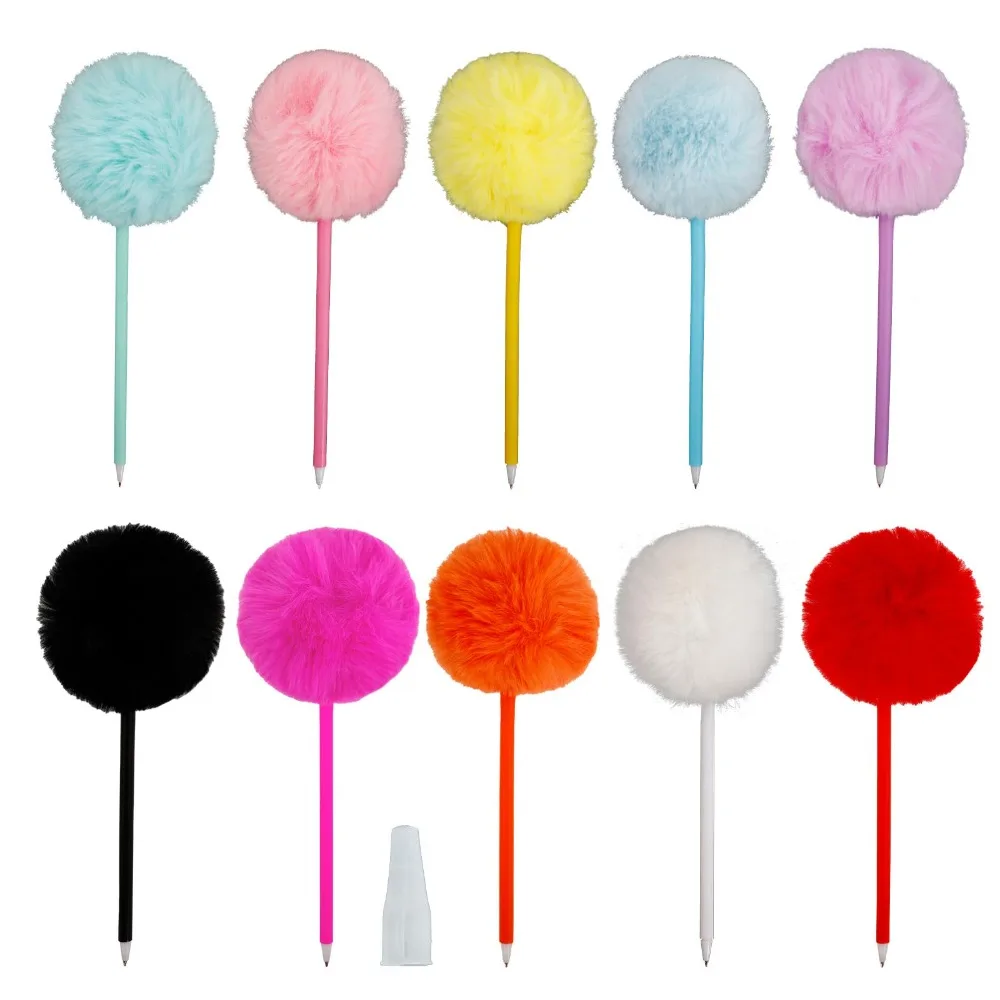 1Pcs Fluffy Ball Pen Cute Furry Pom Pom Gel Pen Soft Touch Ink Writing Pen for Students School Journal Scrapbook Gift 1.0mm