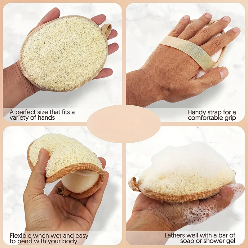 

1/2Pcs Natural Loofah Sponge Bath Wipes Scrubbing Sheets Bath Towels Cotton and Linen Dots Loofah Sponge