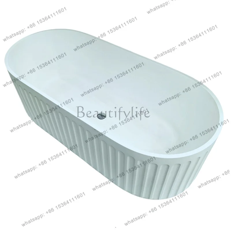 

Independent artificial stone bathtub Household small apartment polymer wave pattern hotel bathtub