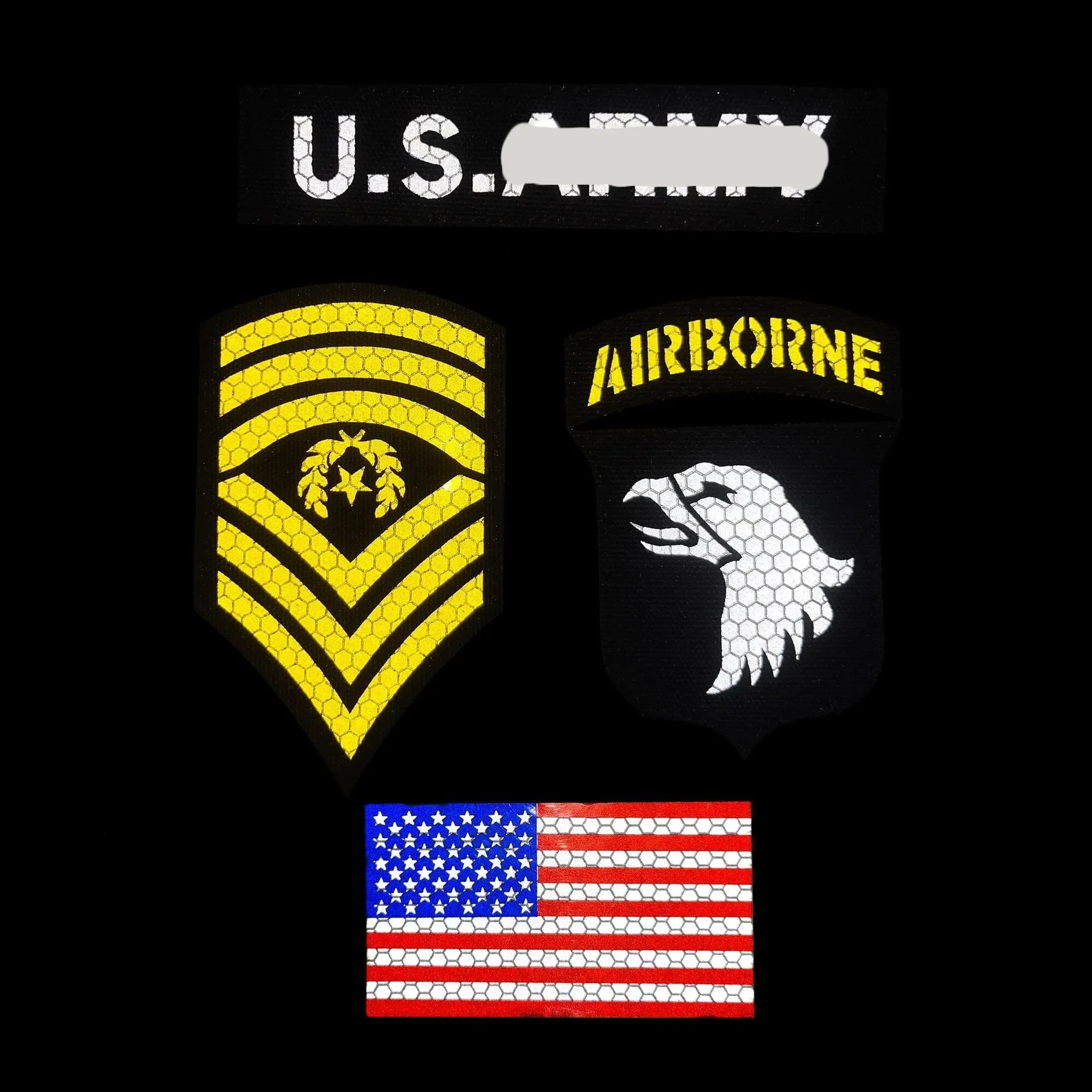 Sergeant Stripes Tactical Patches Reflection Cloth Sticker America Military Morale Badge Outdoor Armband Hook Loop Epaulettes