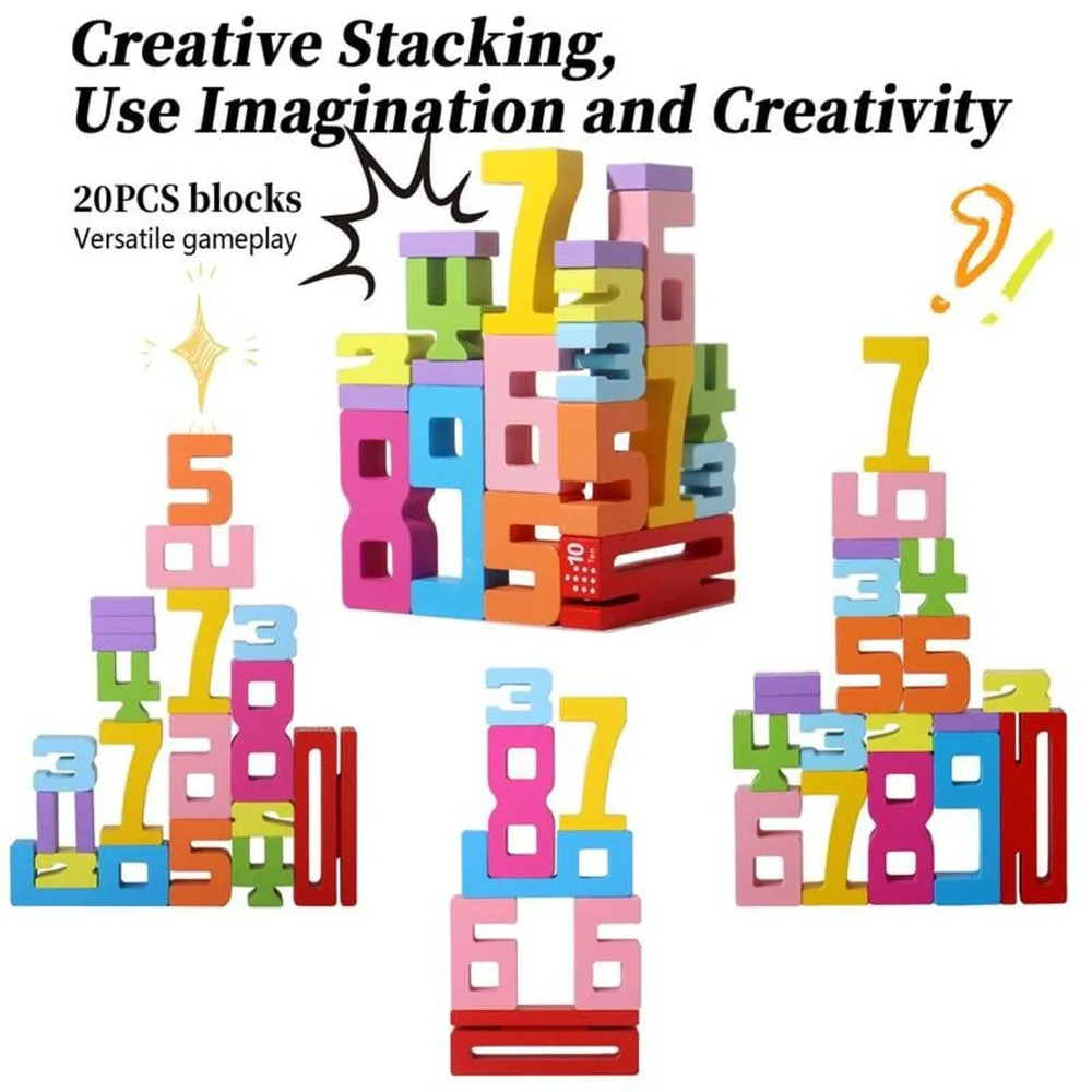 Novo número de madeira bloco de construção educação precoce aprendizagem empilhamento jogos montessori contagem brinquedo para