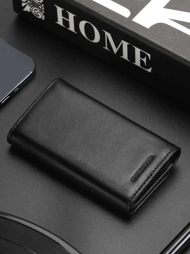 ehrenmann-genuine-leather-key-case-ultra-thin-top-layer-cowhide-key-holder-card-holder-business-men's-simple-design