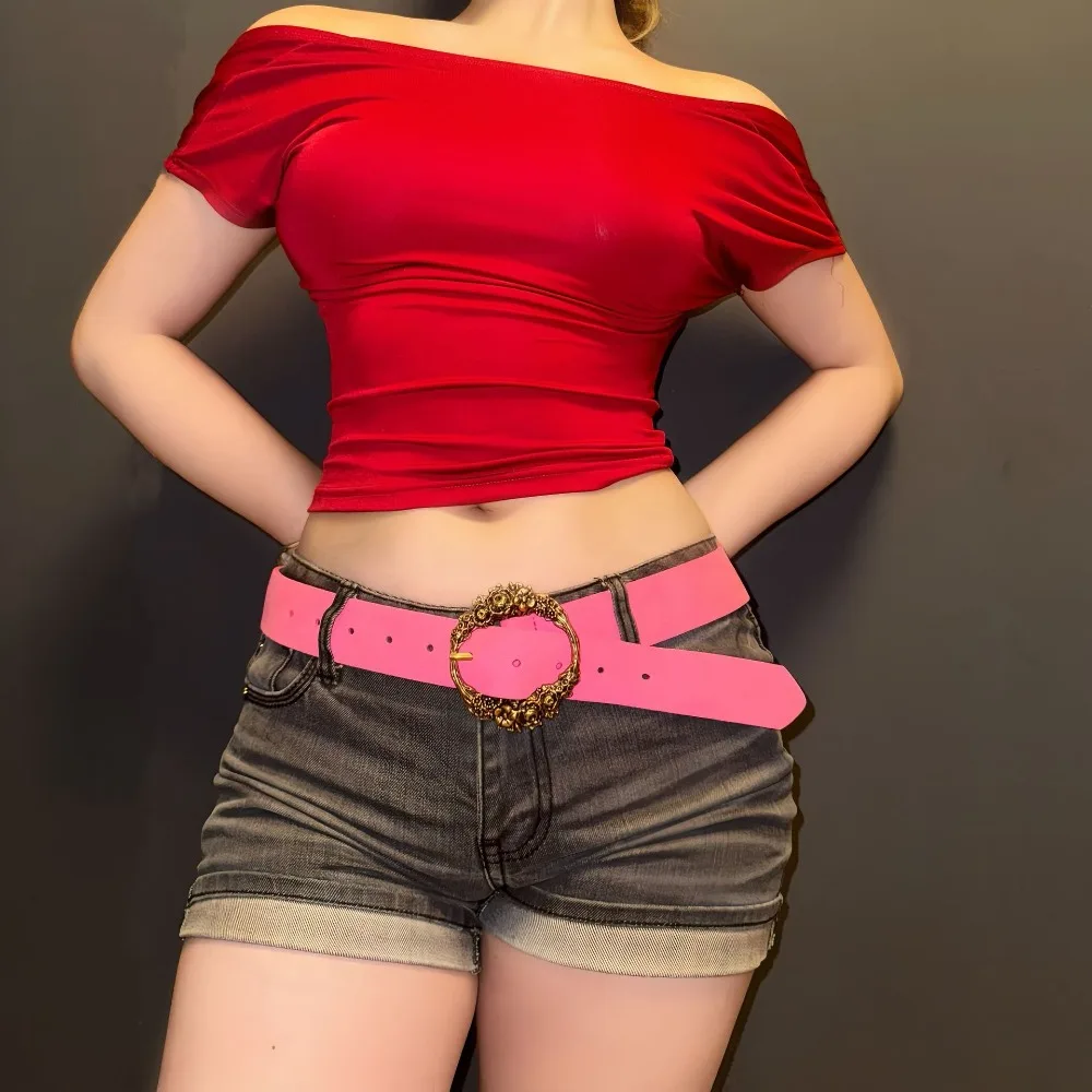 لينة زهرة ستوكات حزام سبيكة مقلد الجلود البوهيمي حزام Y2k السراويل الجينز الزخرفية زنار السيدات #2