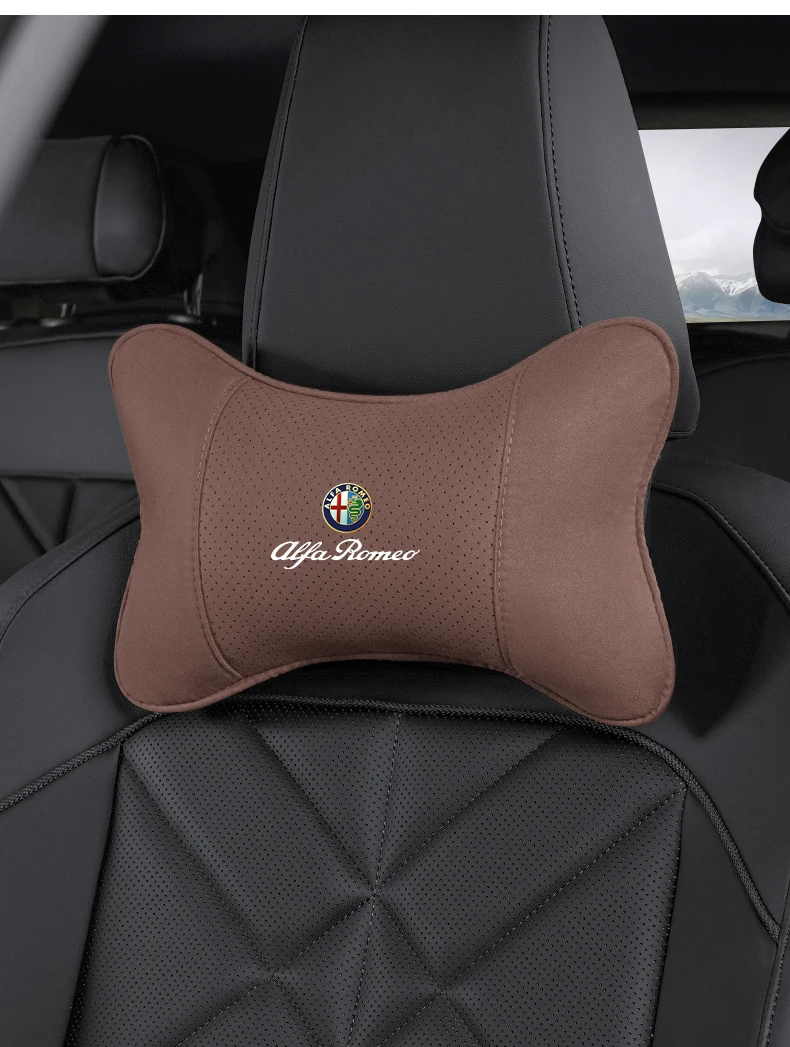 Auto-Kopfstützenkissen mit Logo für Nacken- und Wirbelsäulenschutz für Alfa Romeo 156 159 147 4C 8C 166 Giulia Giulietta Mito Stelvio – Detail 10