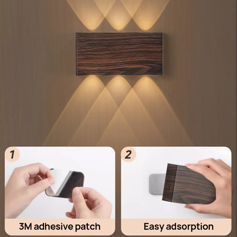 Charging Wall Lamp Touch Dimming 3Color LED Wall light Type-C Recharge Wireless Portable Night Light For Bedside StairSide Corne