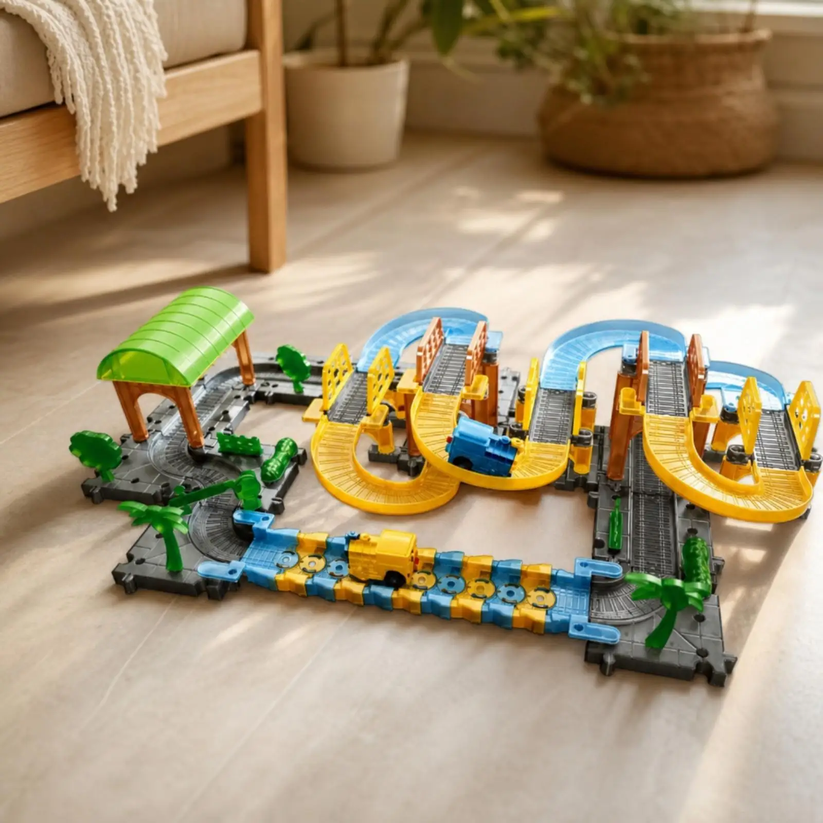DIY Assembly Track Train with Powered Locomotive and Flexible Track Layouts for Train Puzzle Fans