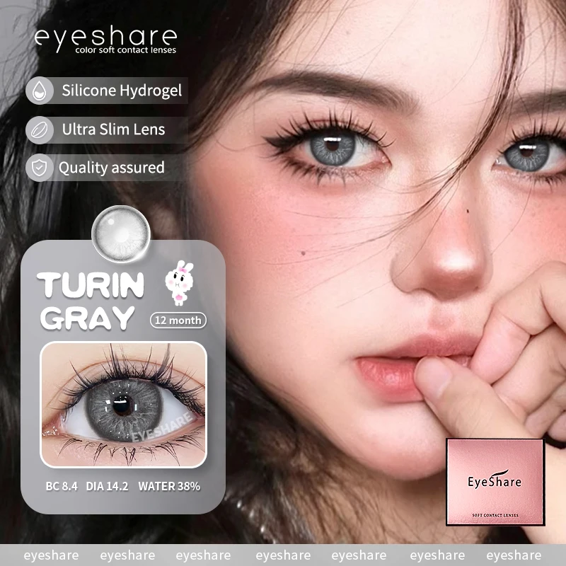 EYESHARE 1Pair Colored Contact Lenses for Eyes Natural Brown Eye Lenses Gray Pupils Blue Eye Soft Lenses Yearly Green Contacts