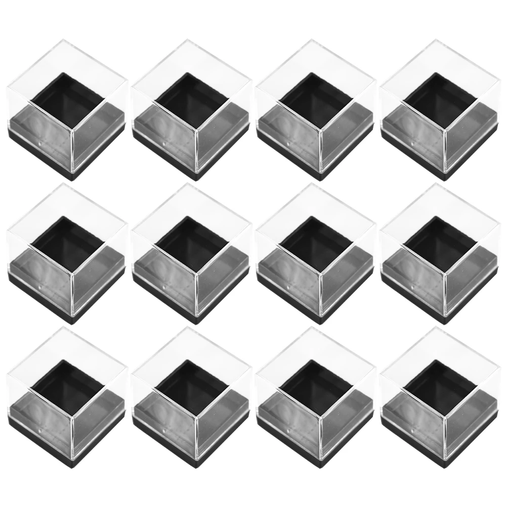 12pcs Plastic Specimen Case Boxes Container Mineral Storage Rock Jewelry Coin Cube Square Mini Gemstone Display Collection Box