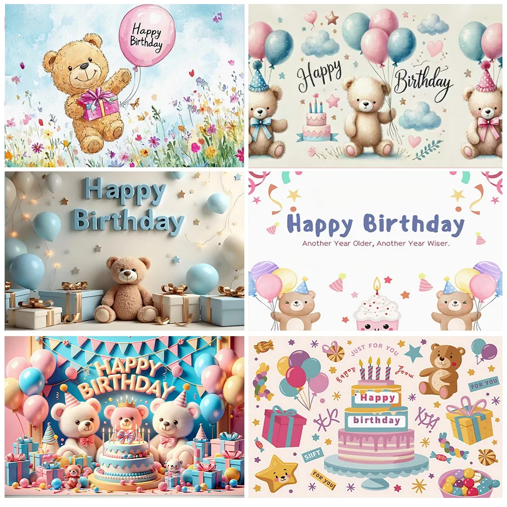 

Cute Teddy Bear Theme Birthday Party Decoration Children Photography Background Baby Shower Supplies Backdrop Banner Kids Gifts
