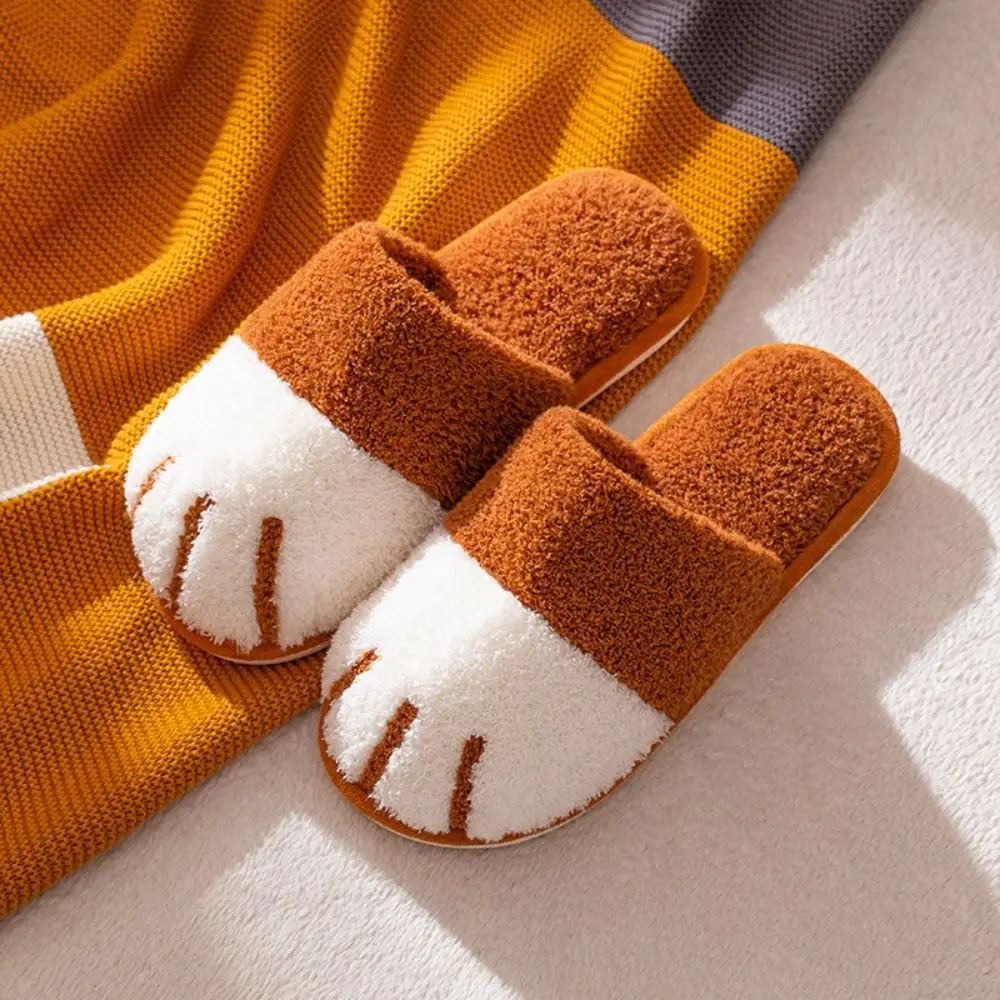 Cozy Kitty Plush Cat Paw Slippers Soft Creative Cat Claw Slippers Cute Animal Winter Fluffy Slides Men