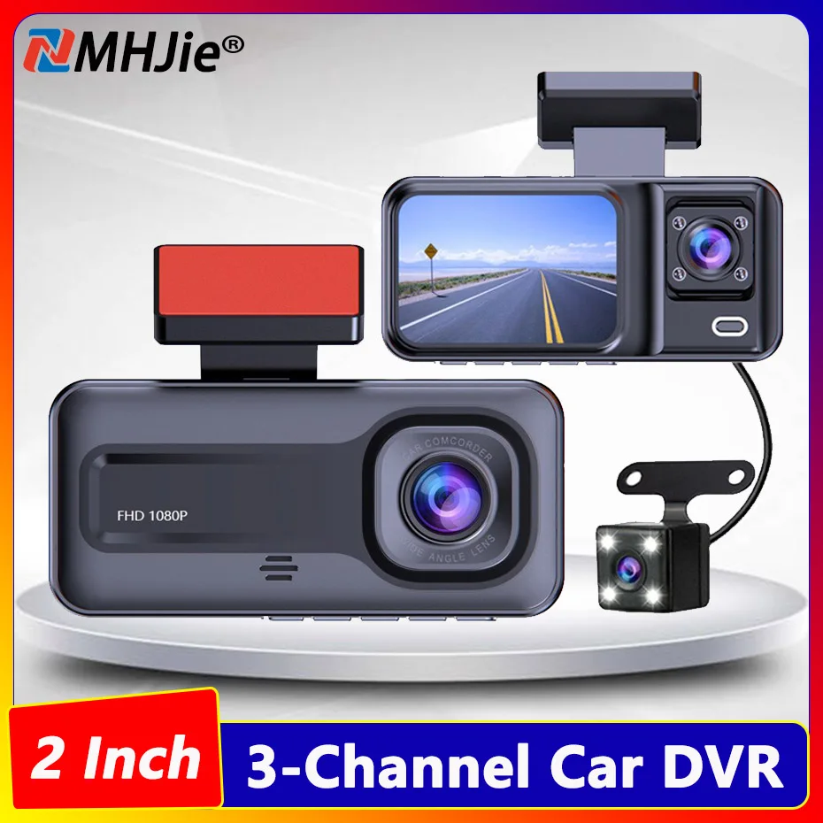 3 Lens HD Car Dvr Cabin Mini Dash Cam Interior Vehicle Three Way Channel Camera Recorder Video Registrator Dashcam Camcorder