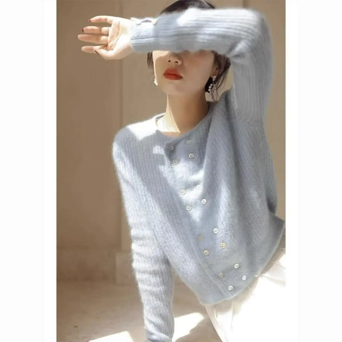 Sweaters Jumpers Cardigans Womens Cardigan Yarn Lurex Thread Shimmering Basic Fitted Night Literary Sexy Glamorous Fashion Sweet