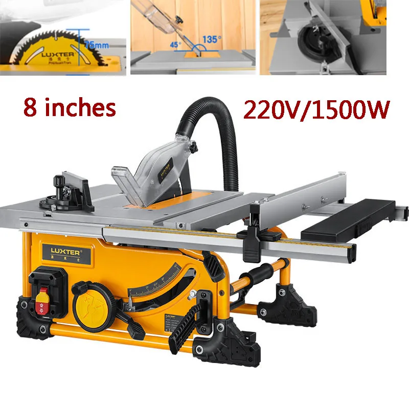 8-Zoll-Holzschneidemaschine 80 Zähne Kreissäge 1500w Desktop tragbare staubfreie Holz bearbeitung Schiebe tischs äge M1H-ZP3-210