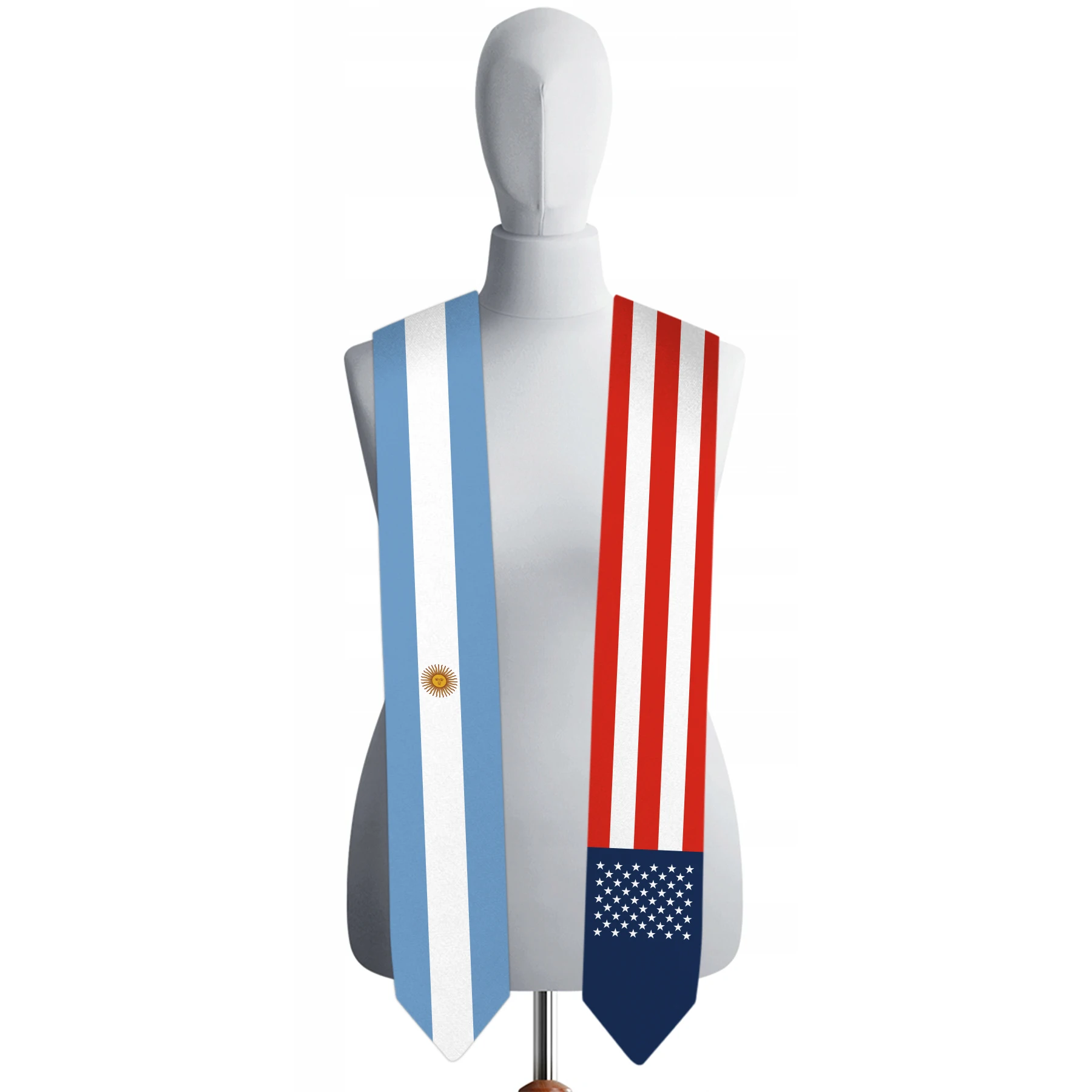 13x180cm USA And Argentina Flag Graduation Sash Bachelor Gown Accessory Graduation Sash Scarf